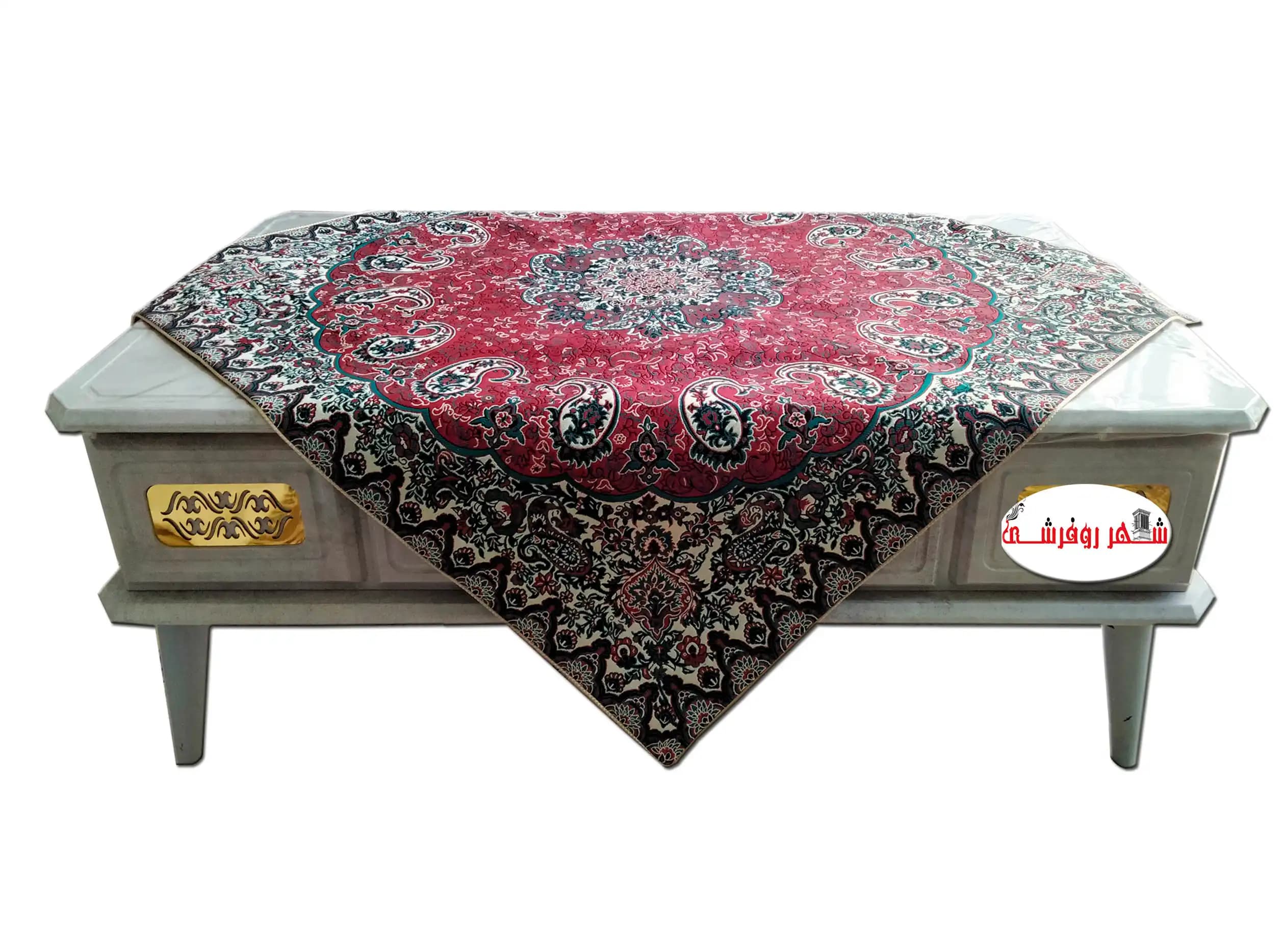 رومیزی ترمه طرح نسترن رنگ قرمز