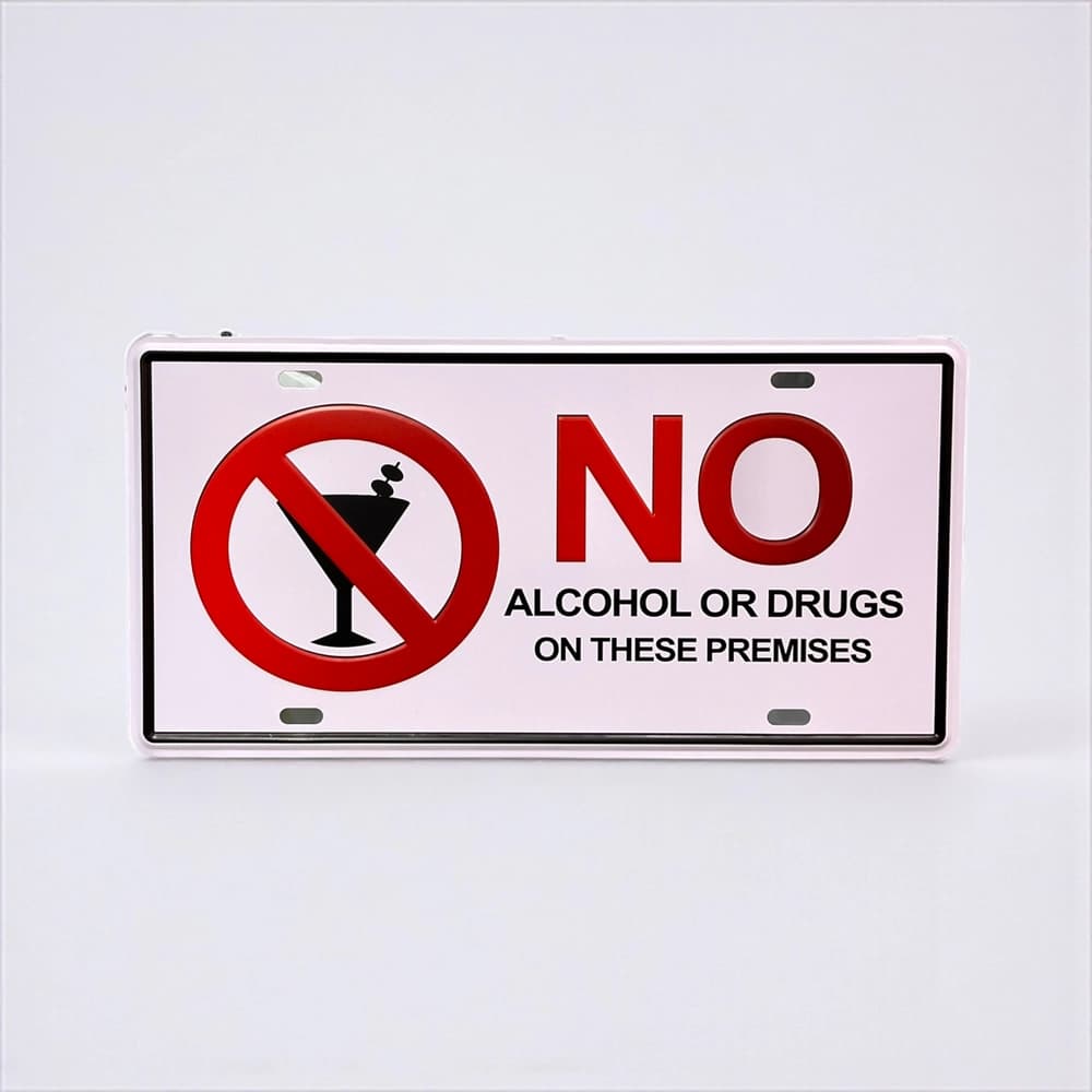 پلاک فلزی طرح No Alcohol No Drugs ابعاد 15×30