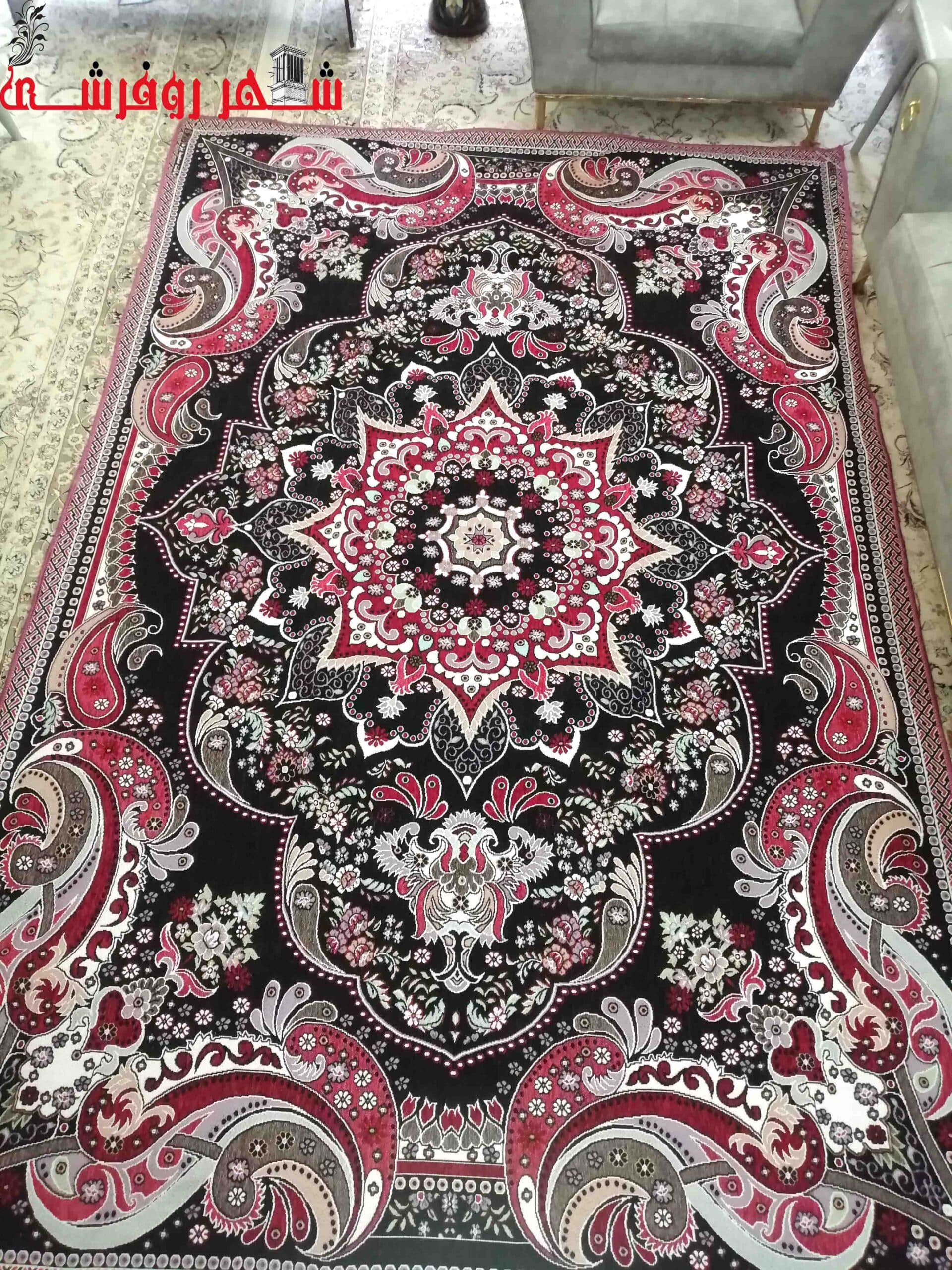 روفرشی یزدی دوشانل سرمه ای قرمز کد 620 — تصویر ۴