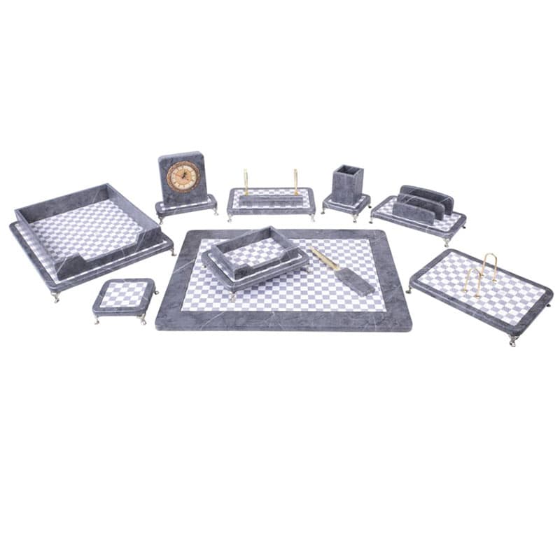 ست رومیزی مدیریتی چوب و چرم پایه دار 10 تکه قائم کد 910P — تصویر ۳