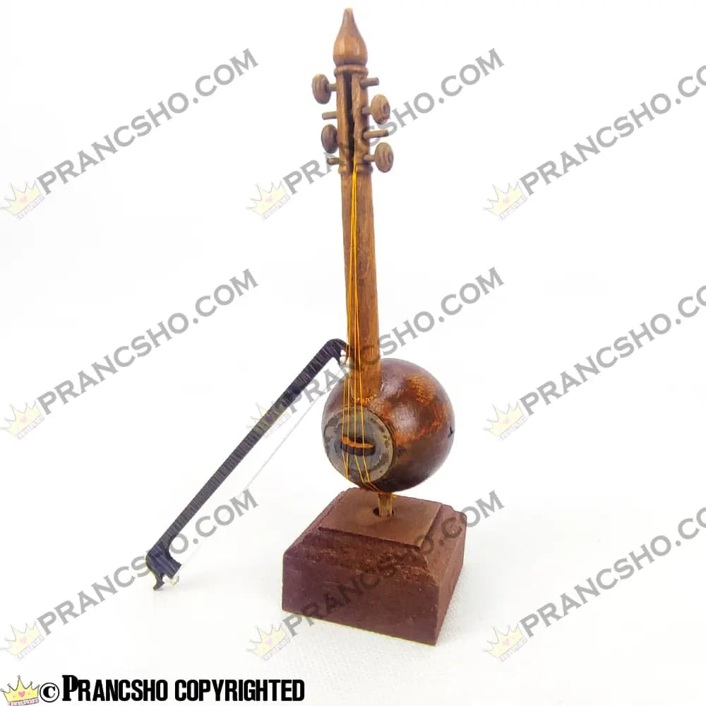 دکوری ساز کمانچه چوبی ایستاده با پایه و آرشه — تصویر ۷