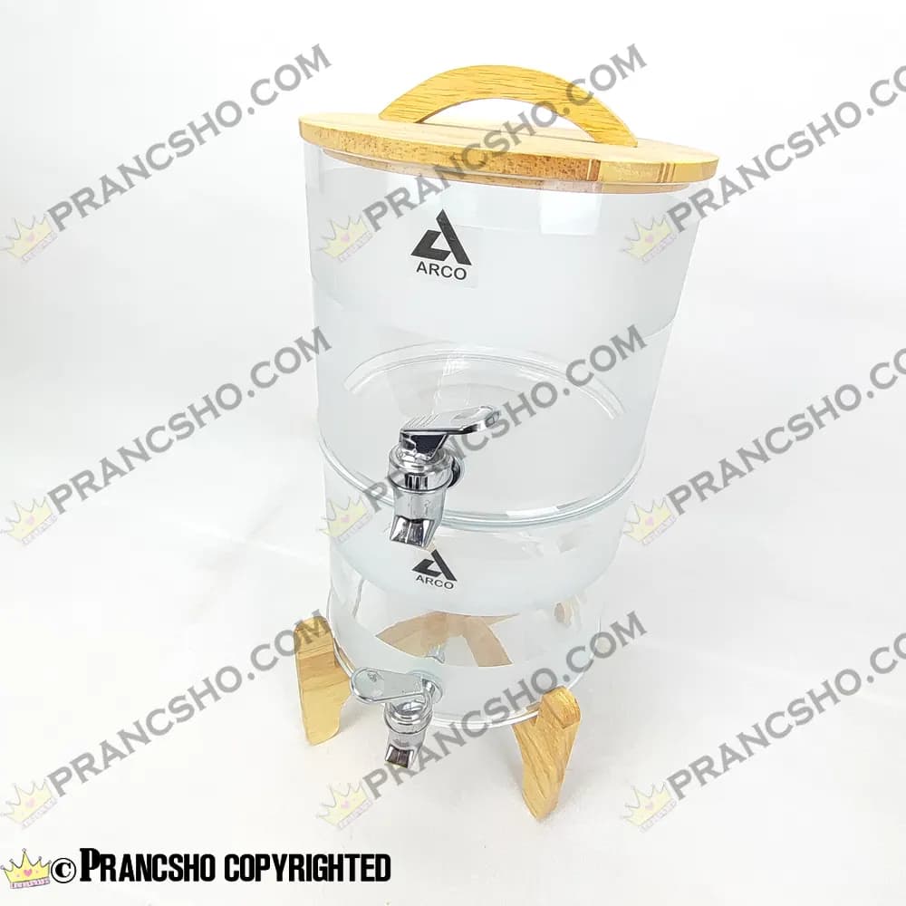 کلمن شیشه ای دو طبقه استوانه ای شیشه ساده مات طرح مایورکات — تصویر ۴