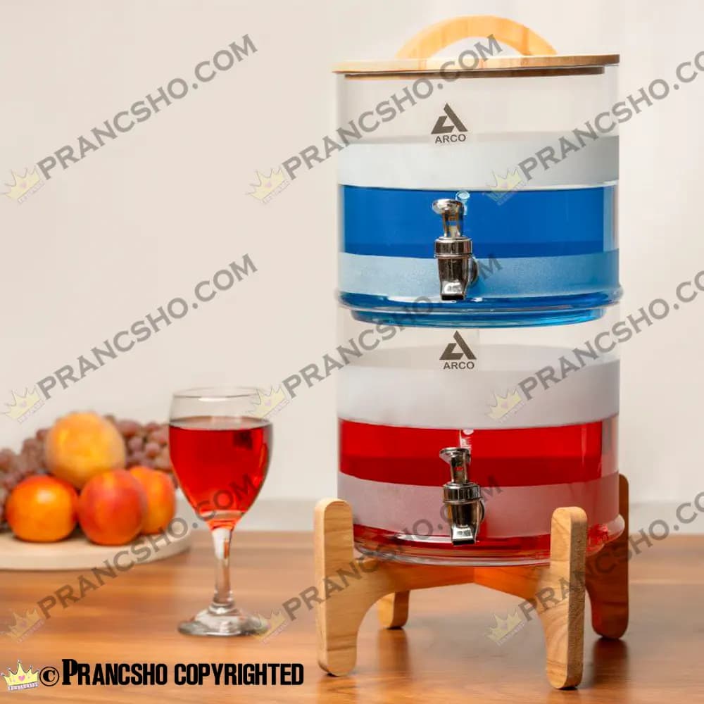 کلمن شیشه ای دو طبقه استوانه ای شیشه ساده مات طرح مایورکات — تصویر ۲