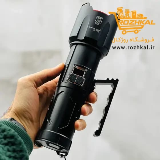 چراغ قوه اسمال سان مدل ZY-T709 با برد نور ۱۰۰۰ متر و باتری مدار دار اصلی نمایشگر دیجیتال پک اورجینال