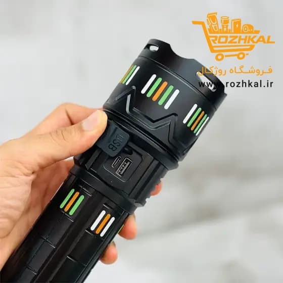 چراغ قوه شکاری و حرفه ای اسمال سان مدل ZY-T292 با باتری پر قدرت و نمایشگر هوشمند شارژ پک اصلی — تصویر ۵