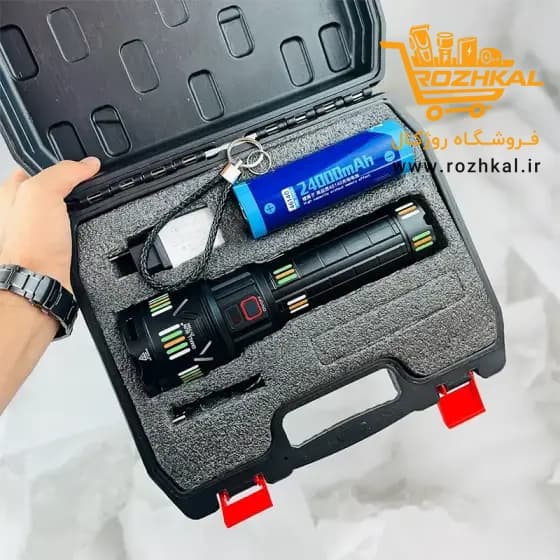 چراغ قوه شکاری و حرفه ای اسمال سان مدل ZY-T292 با باتری پر قدرت و نمایشگر هوشمند شارژ پک اصلی — تصویر ۳