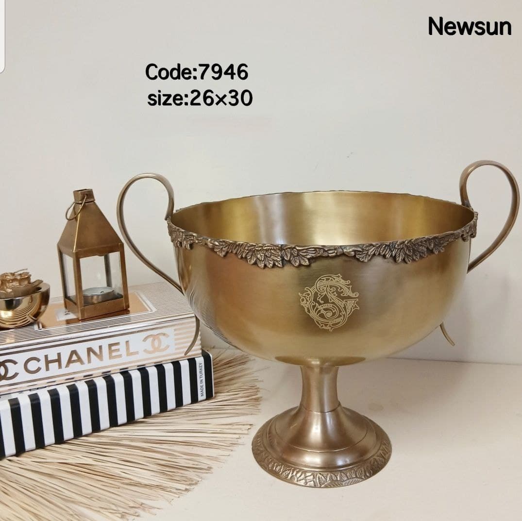میوه خوری پایه دار هندی تمام برنج نیوسان مدل برگ کد 7946