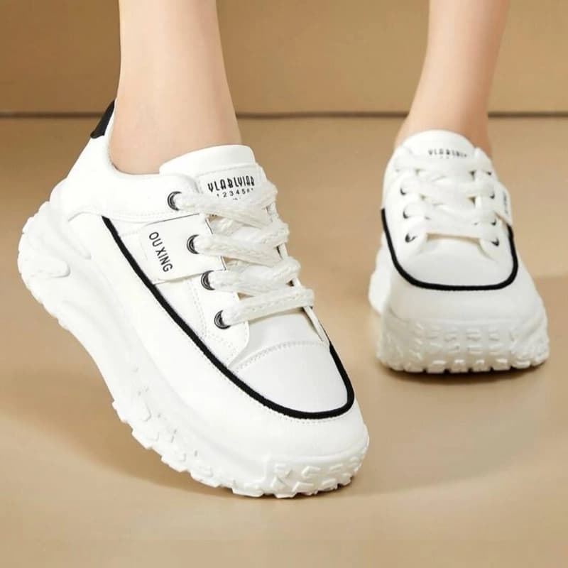 کفش کتونی فانتزی لژدار طبی زنانه | Platform Sneakers High Heel — تصویر ۲