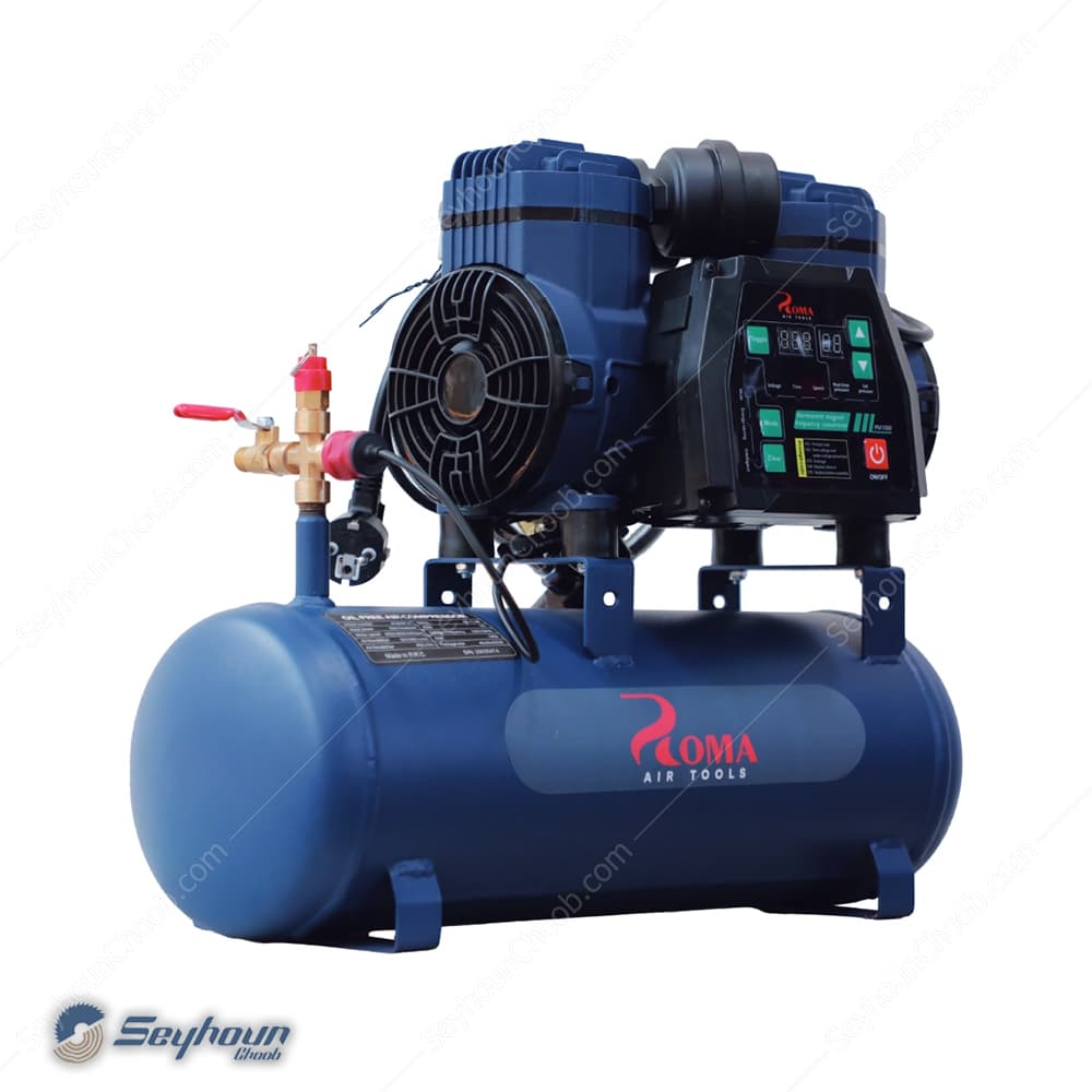 کمپرسور باد 10 لیتری دیجیتال بدون روغن سایلنت 800 وات 8 بار برند روما ROMA AC800F10 — تصویر ۲