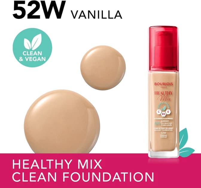 کرم پودر درخشان کننده بورژوا مدل هلثی میکس Healthy Mix 52W وانیلی 30ml — تصویر ۶