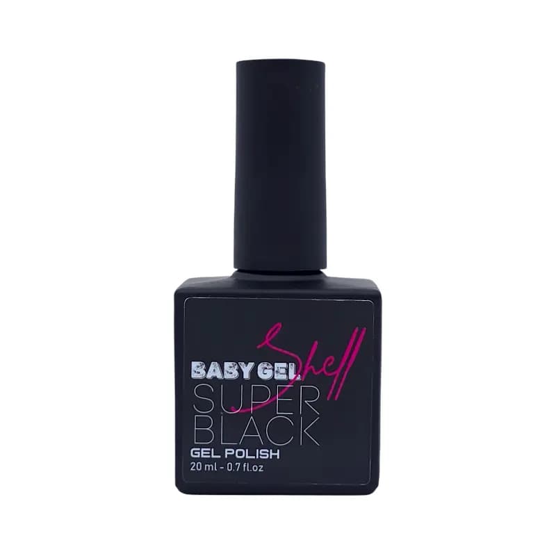 لاک ژل سوپر بلک بیبی ژل Baby Gel Super Black | رنگ مشکی پرکلاغی | حجم ۲۰ میل
