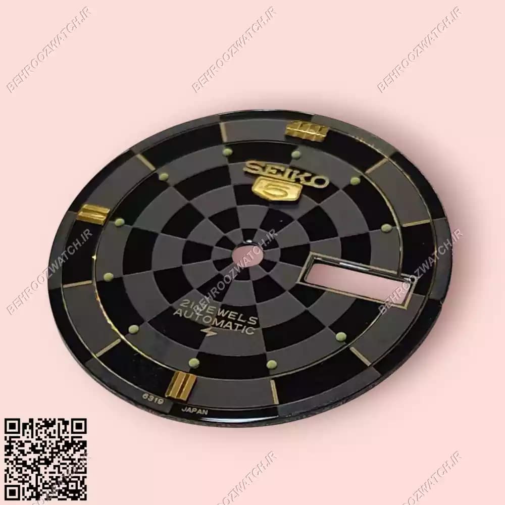 صفحه ساعت مچی سیکو 5 مردانه مشکی شطرنجی 6319 — تصویر ۲