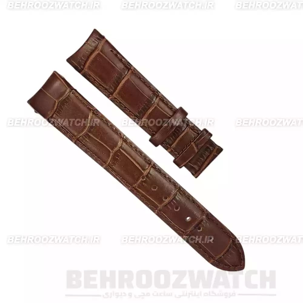 بند ساعت مچی فیکس مردانه چرم طبیعی G.G.K طرح دار قهوه ای سیر سایز 20