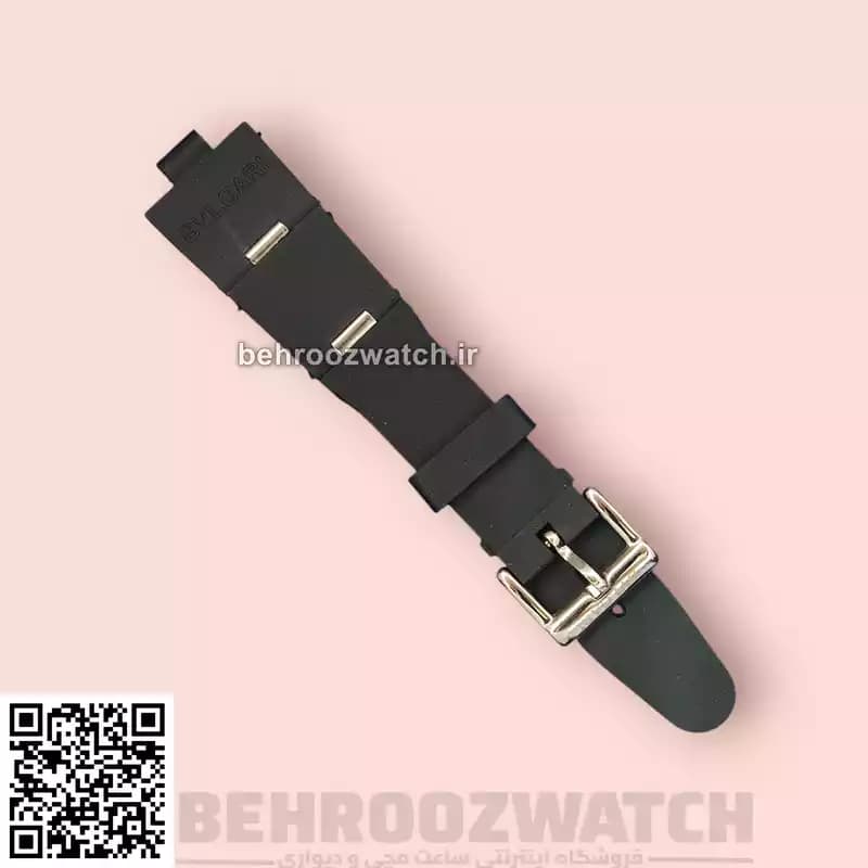 بند ساعت بولگاری رابر مشکی مدل Bvlgari Diagono + قفل استیل — تصویر ۴