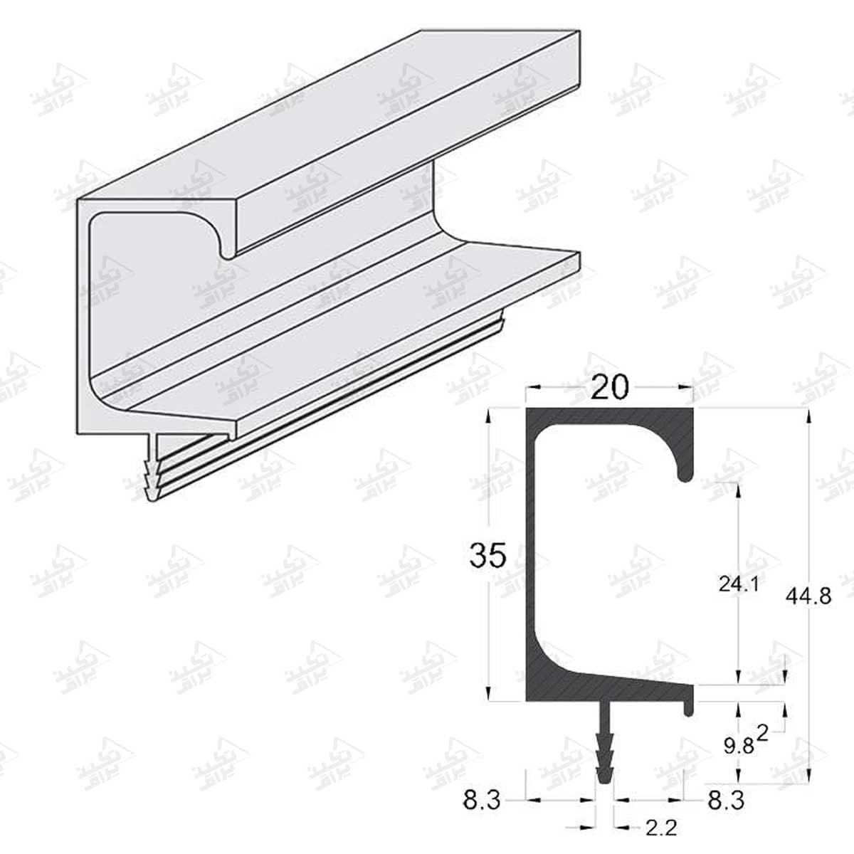 دستگیره پروفیلی G فرم فانتونی مدل L052_L053_L057 — تصویر ۲
