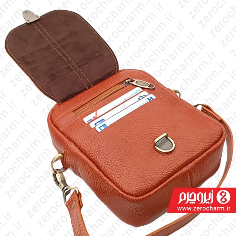کیف اسپرت مینی چرم طبیعی گاوی سه حالته دوشی ، دستی و کمری — تصویر ۱۱