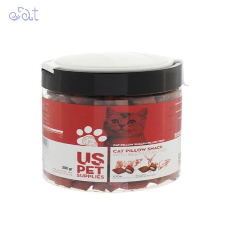 تشویقی گربه یو اس پت با طعم گوشت گاو، گوزن و جیگر مدل بالشتی مغذ دار Uspet With Beef & Deer And Liver وزن 200 گرم