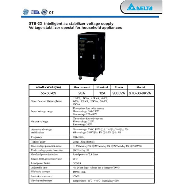 استابلایزر دلتا 9KVA سه فاز سروو موتور مدل STB-33-9kva — تصویر ۳
