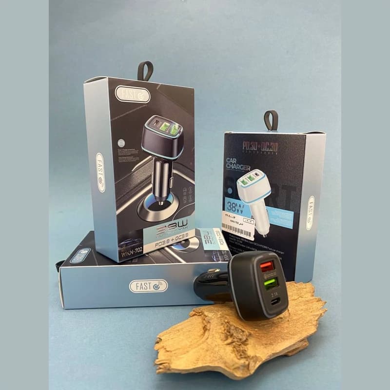 شارژر فندکی FAST مدل WKN-702 با توان ۳۸ وات PD و خروجیهای Type-C و USB-A (*2) — تصویر ۲
