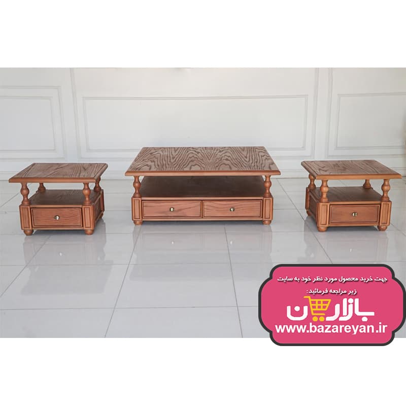 ست میز جلومبلی و عسلی روتی پایه ستونی رنگبندی سفارشی با تخفیف ویژه — تصویر ۴