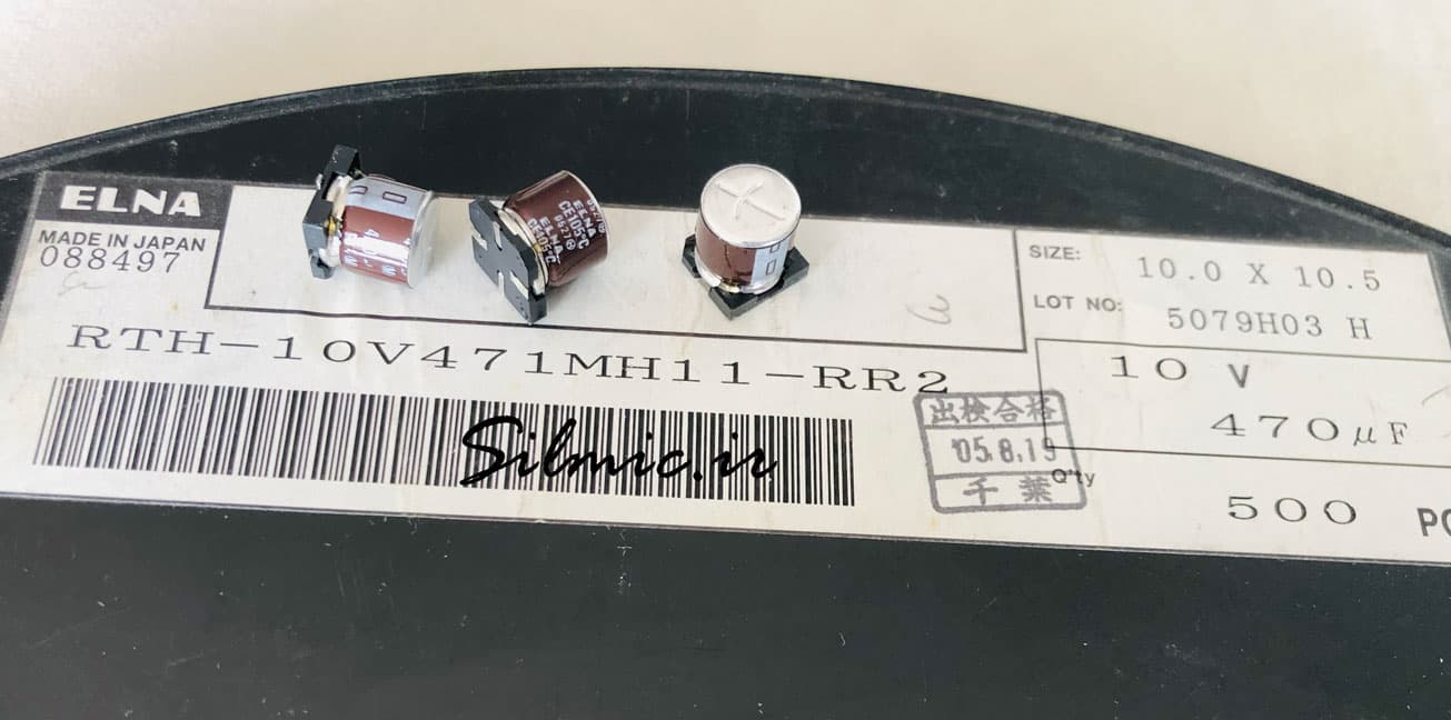 خازن 470 میکرو فاراد 10 ولت elna ژاپن smd سری RTH مقاومت در برابر لرزش — تصویر ۲