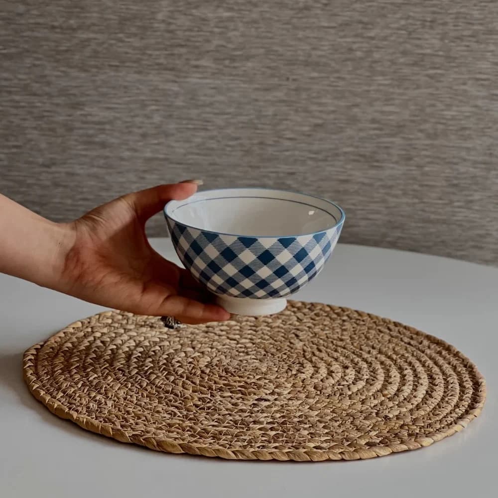 کاسه سوپ خوری زاراهوم کد 012 طرح چهارخانه رنگ آبی