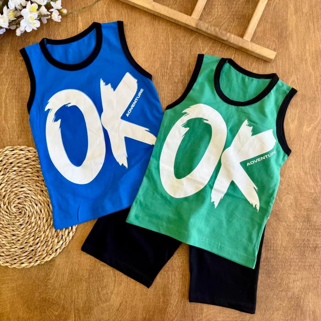 تاپ شلوارک طرح OK (adventure) سایز 45 تا 60 کد 6446 — تصویر ۴