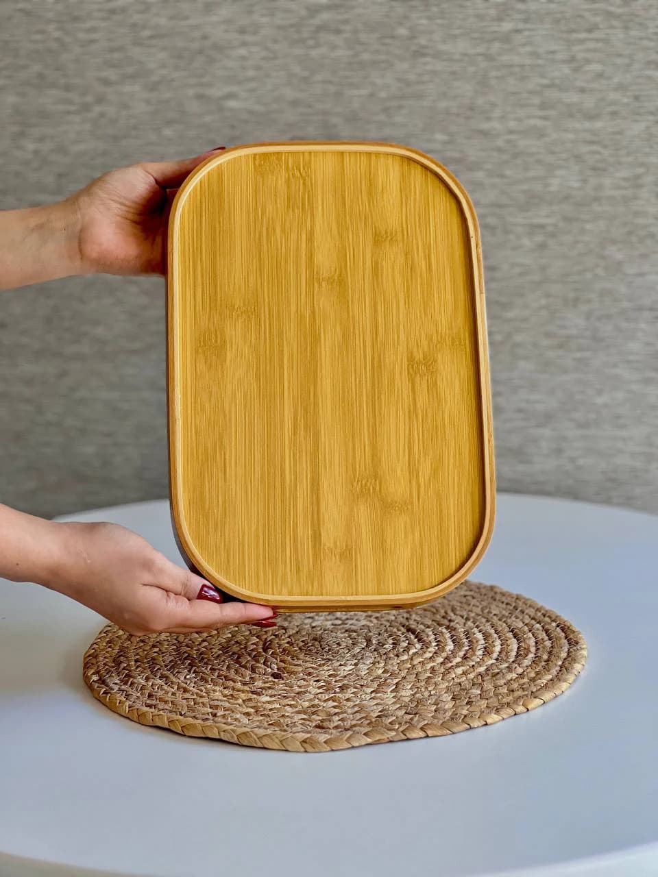 سینی مستطیلی بامبو کف حصیری- در سه سایز — تصویر ۵