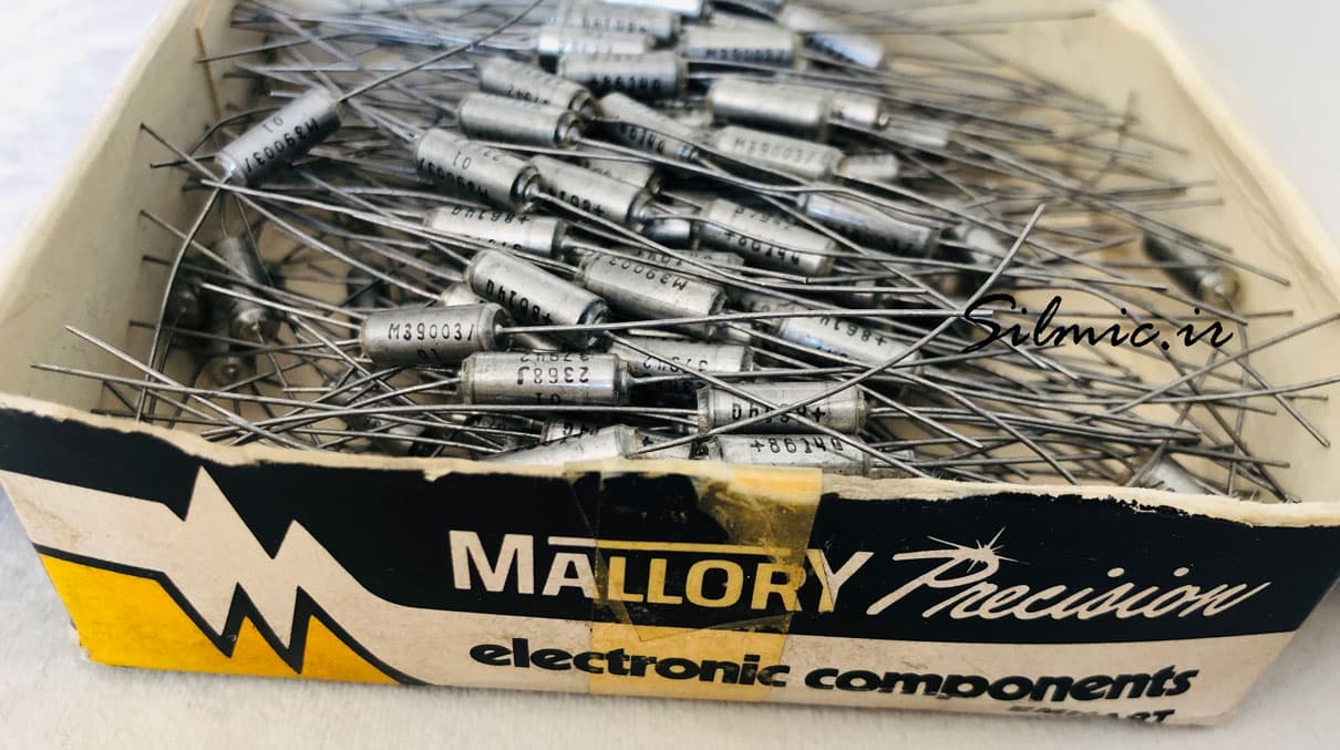 خازن تانتالیوم نظامی 4.7 میکرو فاراد 50 ولت ساخت Mallory Precision آمریکا — تصویر ۲