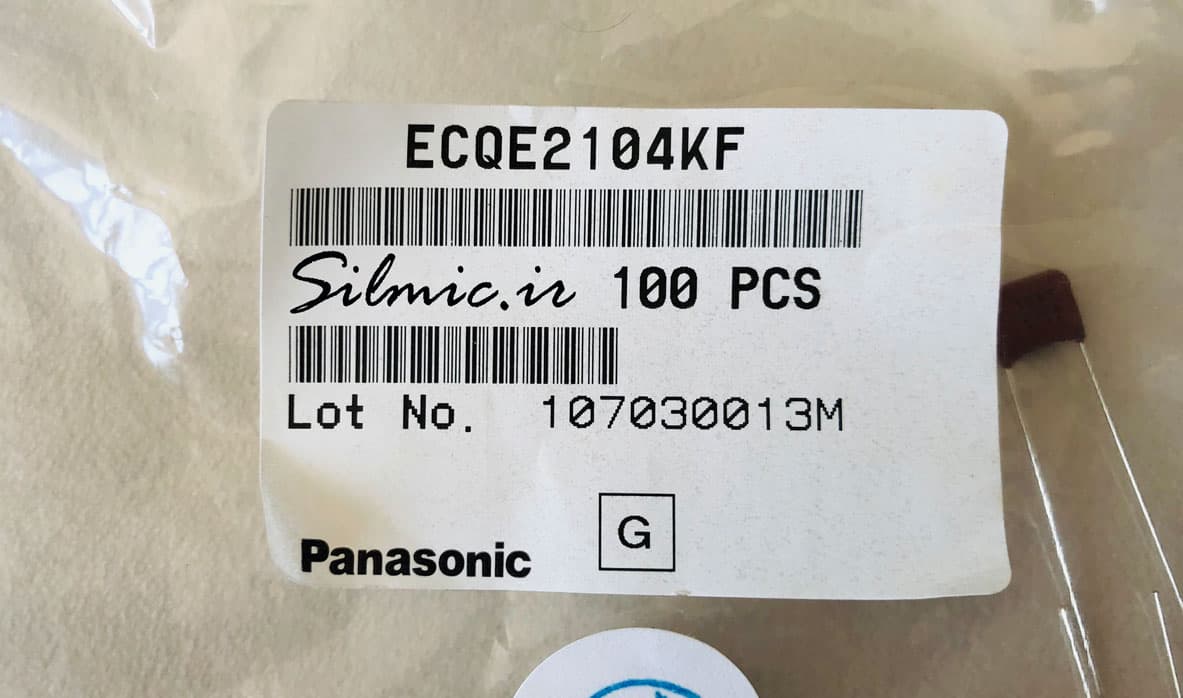 خازن 100 نانو فاراد 250 ولت ساخت Panasonic ژاپن نوع MKT قابلیت خود ترمیمی — تصویر ۲