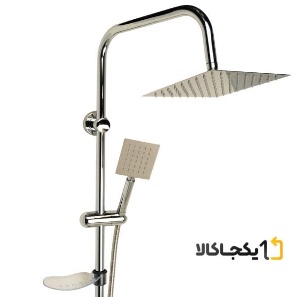 علم دوش حمام مدل یونیورست 101 استیل کروم مربعی — تصویر ۷