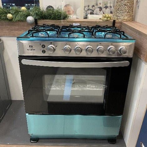 GAZINIERE NASCO – 6FEUX – STAINLESS STEEL+SILVER – 80*60CM – COUVERTURE VITRE – NASGC-LME80I