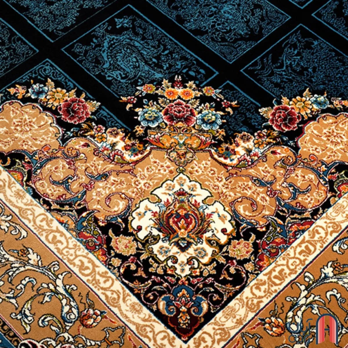 فرش کلکسیون کلاسیک کد N-132، رنگ سرمه ای چهارمتری — تصویر ۳