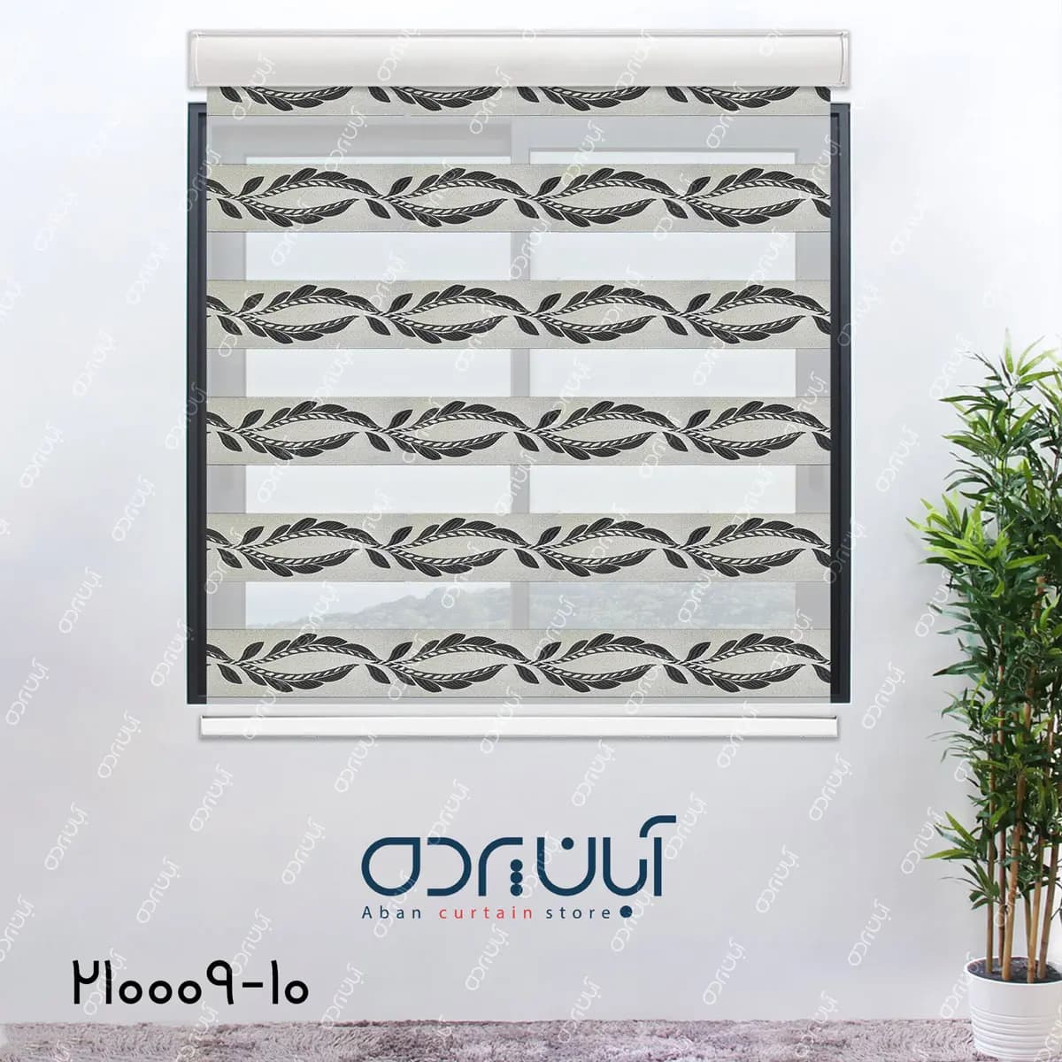 پرده زبرا طرح اسلیمی رنگ طوسی