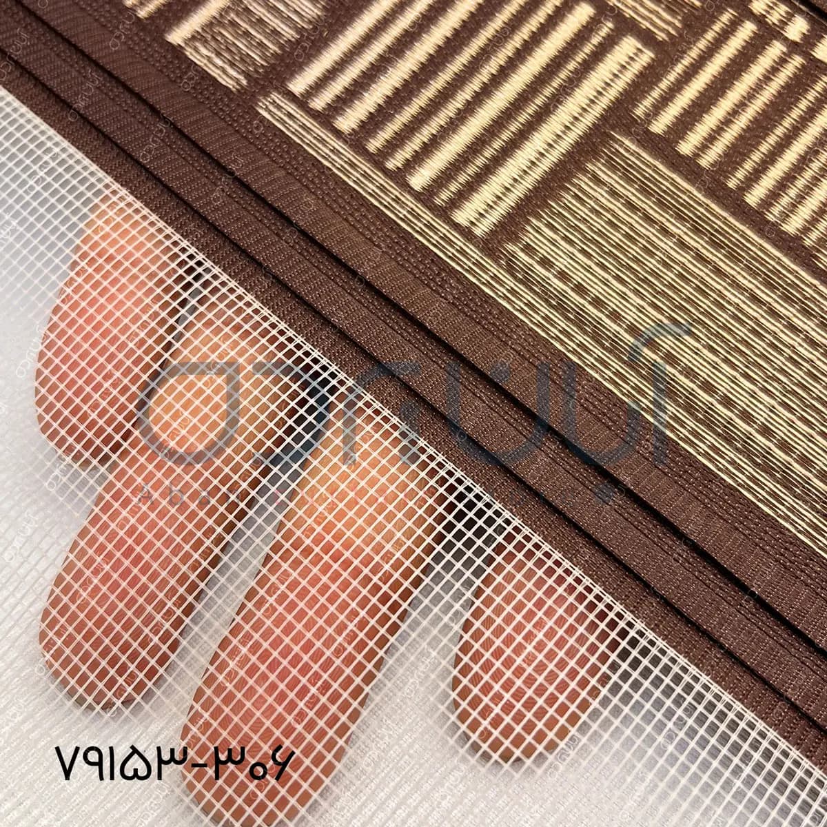 پرده زبرا طرح بارکد رنگ قهوه ای — تصویر ۴