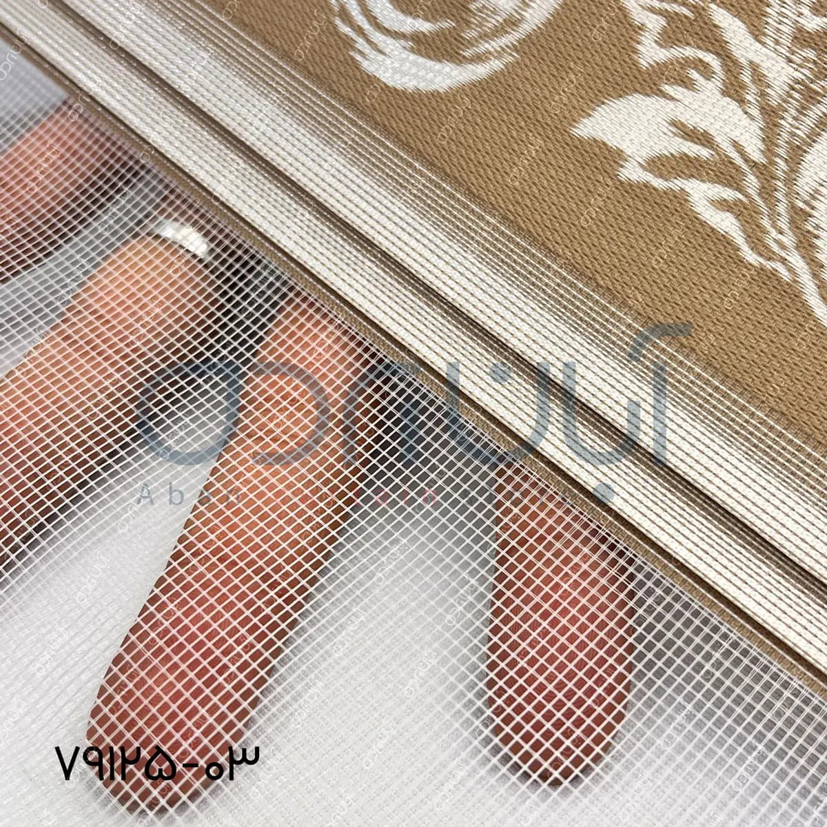 پرده زبرا طرح برگ پیچک رنگ نسکافه ای — تصویر ۴