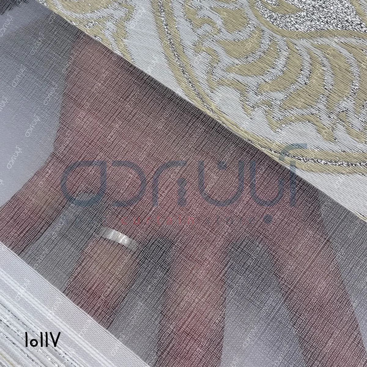 پرده زبرا طرح شاه عباسی رنگ سفید و کرم — تصویر ۴