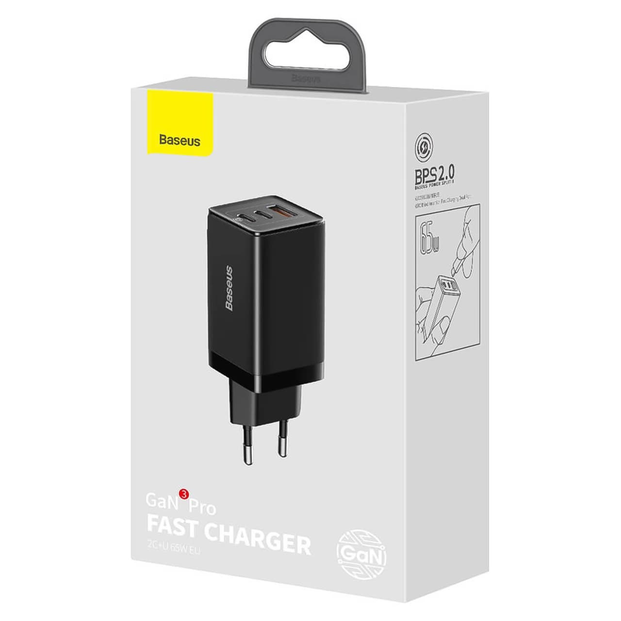 شارژر دیواری بیسوس مدل CCGP050101 با توان خروجی 65 وات به همراه کابل — تصویر ۶