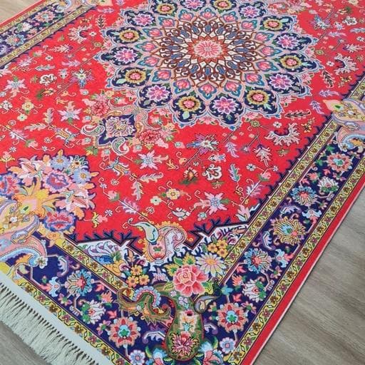 فرشینه مخمل هازان ترک طرح گلرخ سرخ u482(پس کرایه) — تصویر ۵