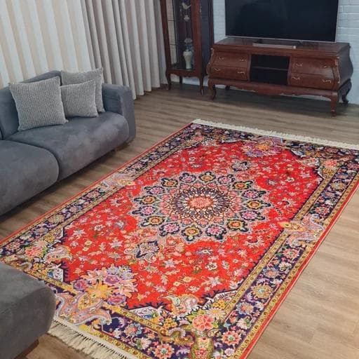 فرشینه مخمل هازان ترک طرح گلرخ سرخ u482(پس کرایه) — تصویر ۲