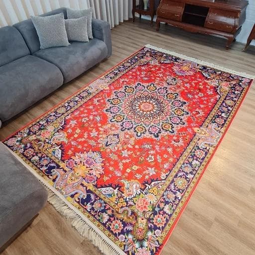 فرشینه مخمل هازان ترک طرح گلرخ سرخ u482(پس کرایه) — تصویر ۳