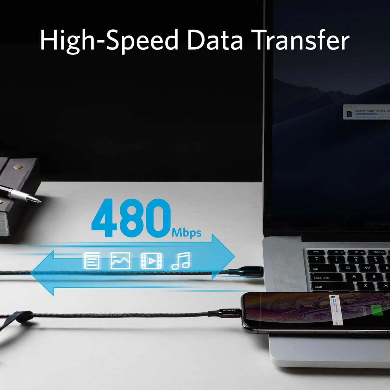 کابل تبدیل USB به لایتنینگ انکر مدل Powerline+ III A8823 طول 1.8 متر — تصویر ۸