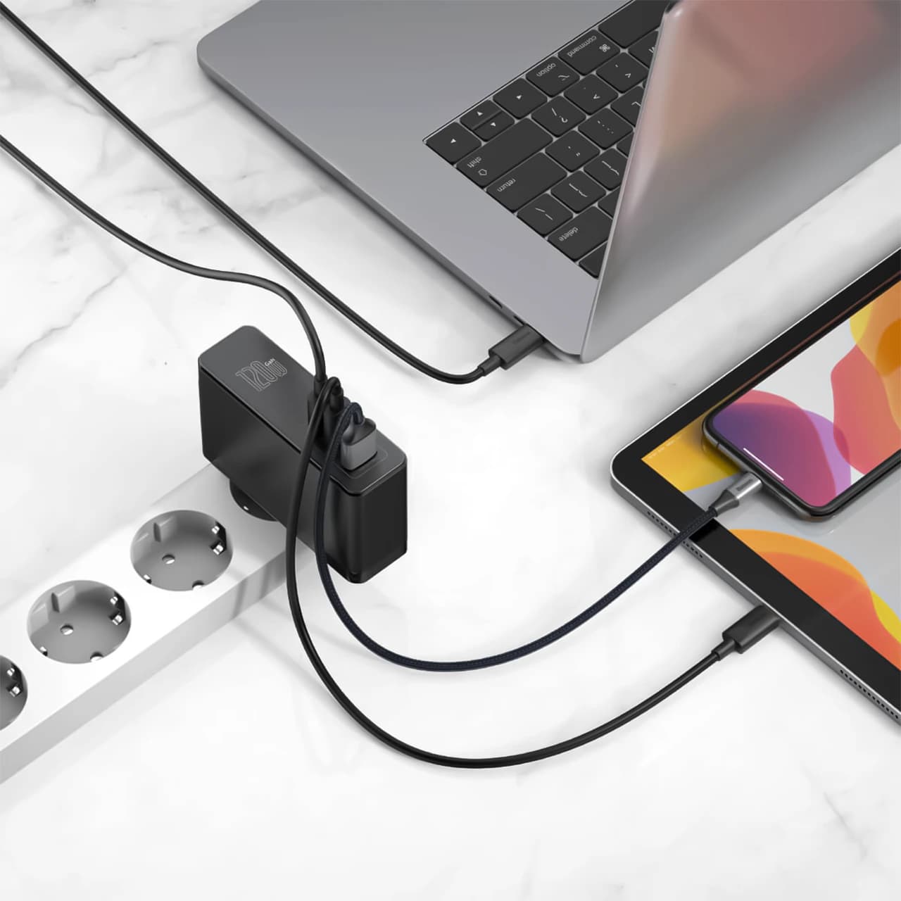 شارژر دیواری بیسوس مدل CCGAN-J01 با توان خروجی 120 وات به همراه کابل — تصویر ۷