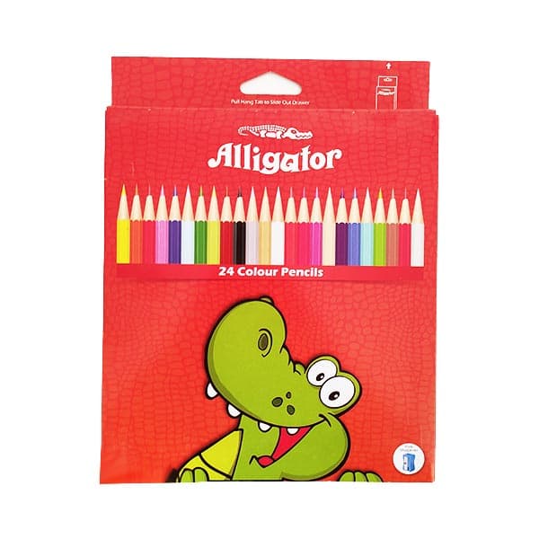 مداد رنگی 24 تایی مقوایی سوسماری aligator