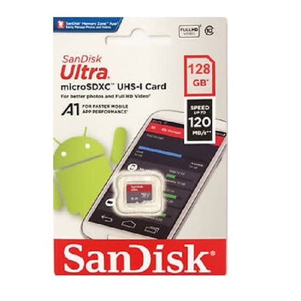 کارت حافظه microSDXC سن دیسک مدل Ultra A1 کلاس 10 استاندارد UHS-I سرعت 120MBps ظرفیت 128 گیگابایت — تصویر ۲