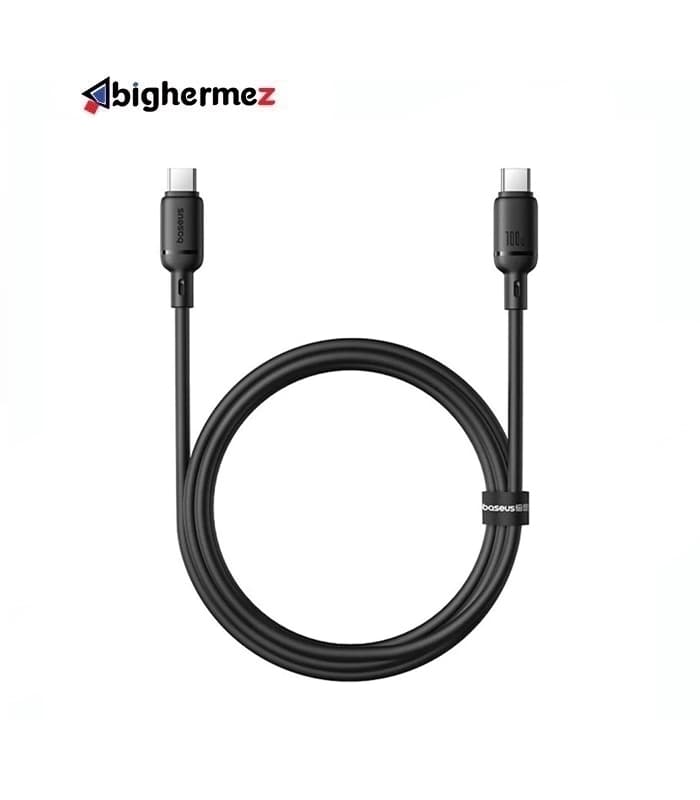 کابل شارژ سریع USB-C به USB-C بیسوس مدل Silky Series 100W طول 1m – مشکی