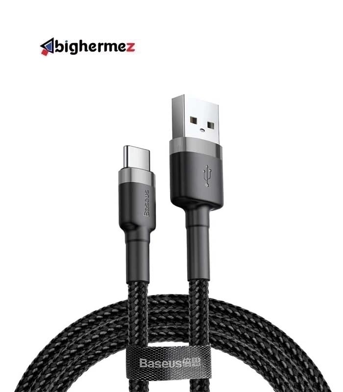 کابل شارژ سریع USB-A به USB-C بیسوس مدل Cafule 2A طول 2m – مشکی/خاکستری