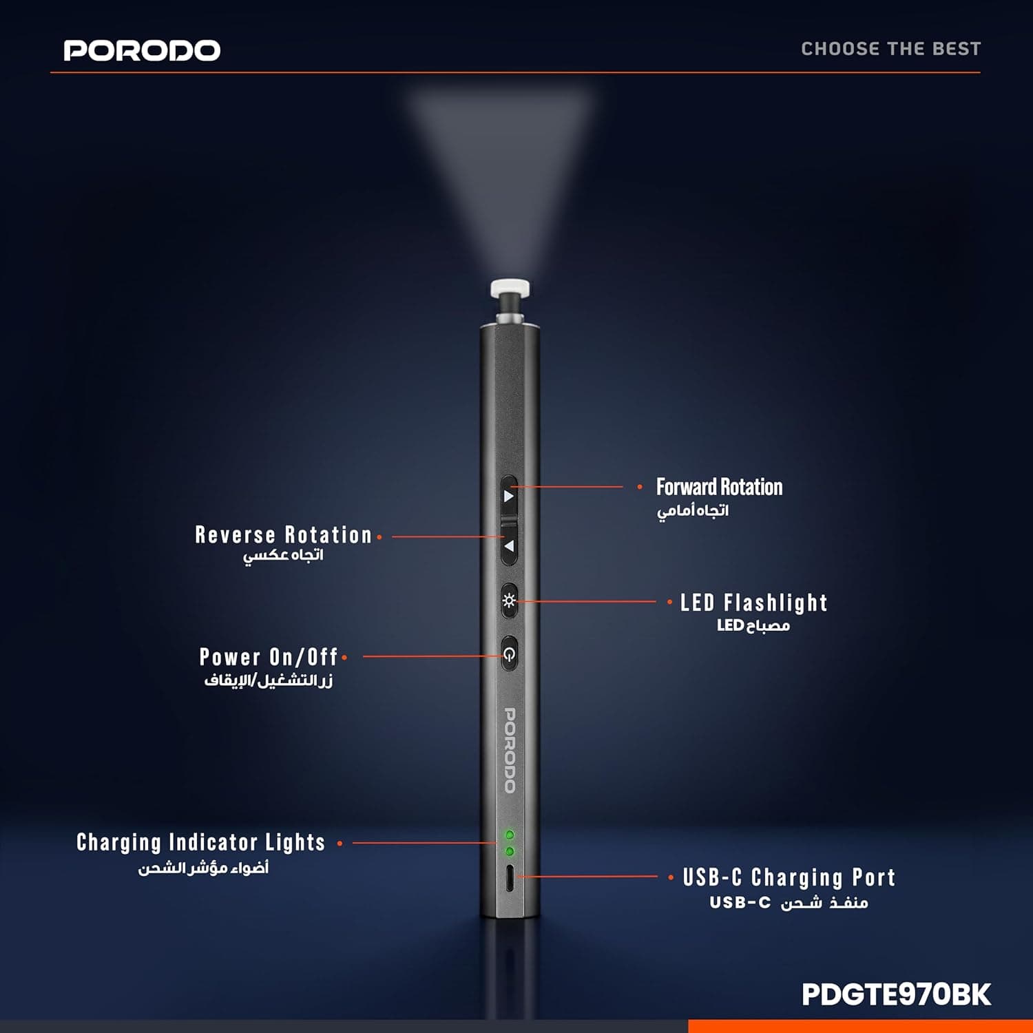 پیچ گوشتی 97 تیکه پرودو مدل Porodo TechFix 97-In-1 Electric ScrewDriver Kit PDGTE970 — تصویر ۲