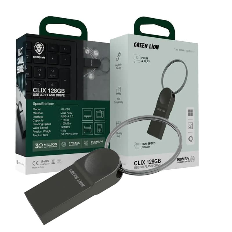 فلش مموری ظرفیت 128 گیگابایت گرین لاین مدل Green Lion Clix 128GB USB3.0