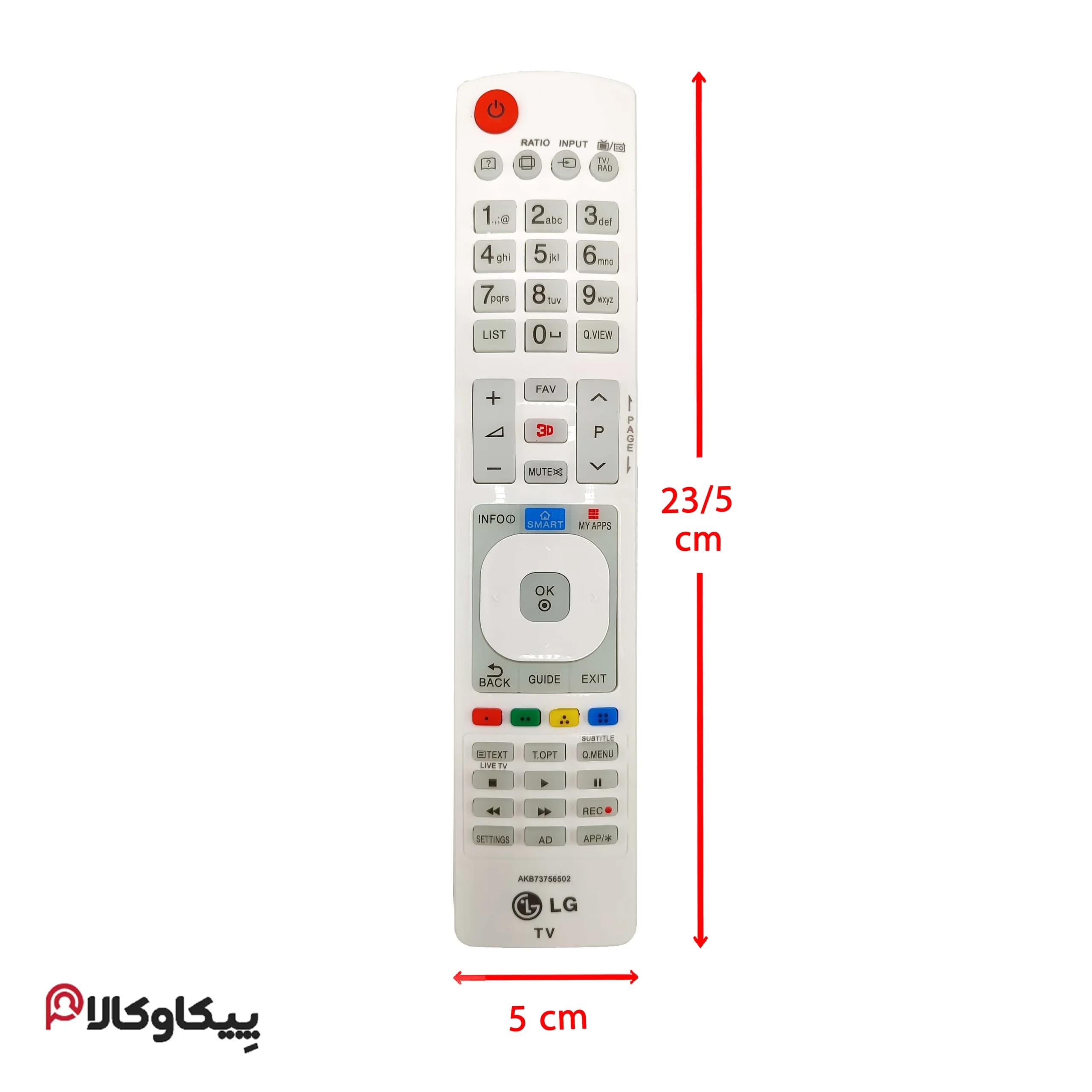 کنترل تلویزیون ال جی LG 502 سفید میکروسوئیچ دکمه شبرنگ — تصویر ۲